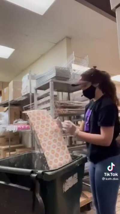 The amount of food that is being thrown out at Dunkin Donuts each day