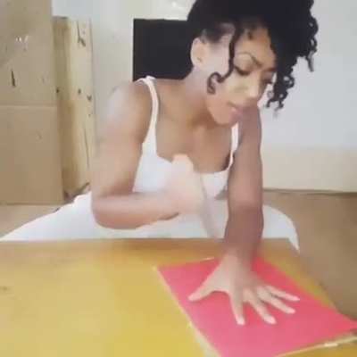 Playing with a knife around fingers