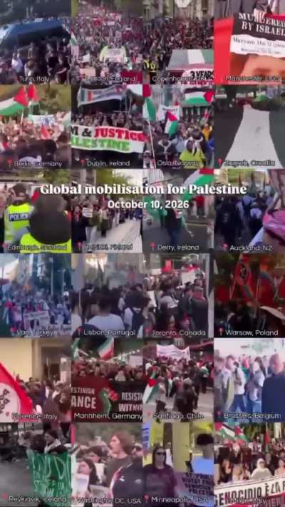 Cities around the globe witnessed massive rallies today in solidarity with Palestine, with participants raising flags and banners demanding an end to the aggression and the pursuit of justice.