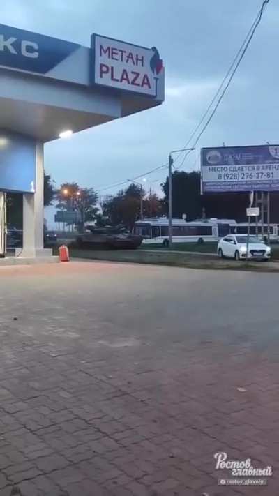 PMC Wagner Convoy driving around a road block in Rostov
