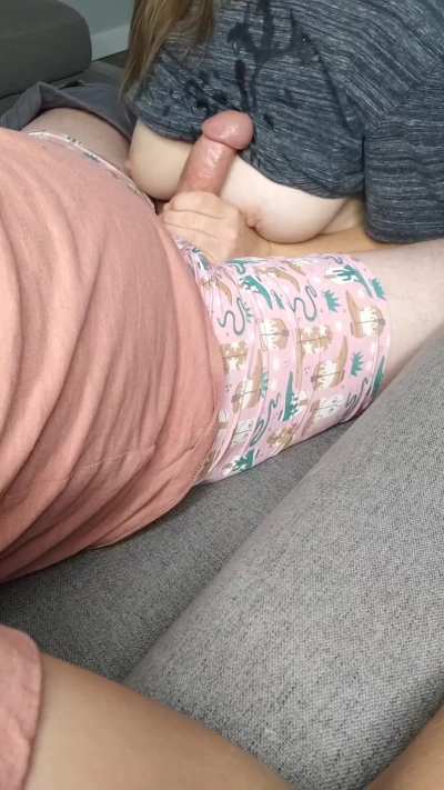 I love rubbing his cum into my tits