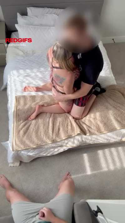 Hubby jerks off while watching and then I use the bulls cum as lube