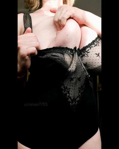 Revealing my huge cups.