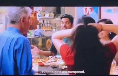 a group of spoiled brats talks about their helper over dinner, Bourdain shut them off.