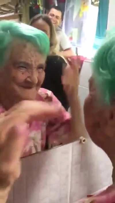 Grandma always wanted to dye her hair, finally happened