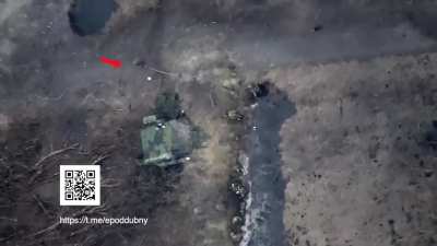 Russian soldier approaches trench filled with soldiers of the Freedom of Russia legion and throws a grenade in it