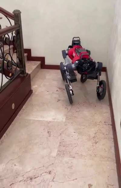 Swiss-Mile robot. It’s a car, quadruped, and humanoid. The wheeled-legged robot performs exceptional locomotion skills with reinforcement learning driving at speeds of up to 6.2 m/s (22.32 km/h or 13.87 miles/h), overcoming obstacles, and standing up on t