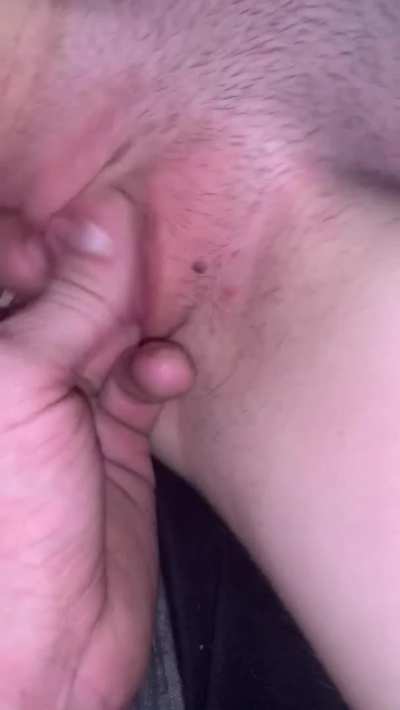 Getting fingered and cuming all over his hand.