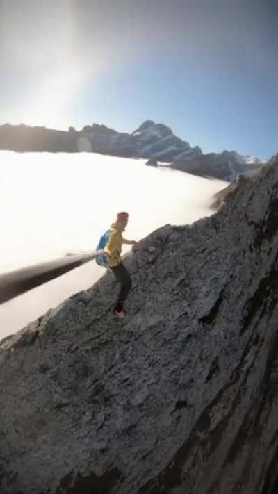 This view from the top of a mountain in Switzerland