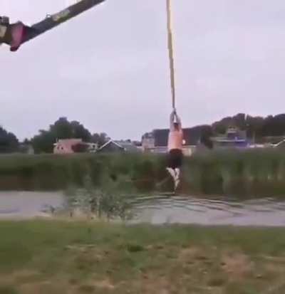Having a good time with the Bros and their crane