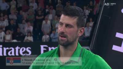 Djokovic gives one of the best post-match interviews I've ever seen after winning one of the best matches I've ever seen
