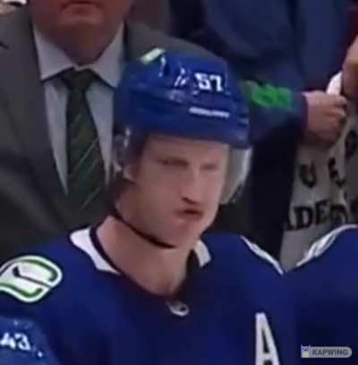 Myers' reaction after Petey's shootout goal