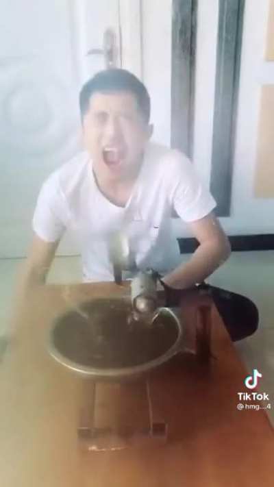 That's one way to eat soup.