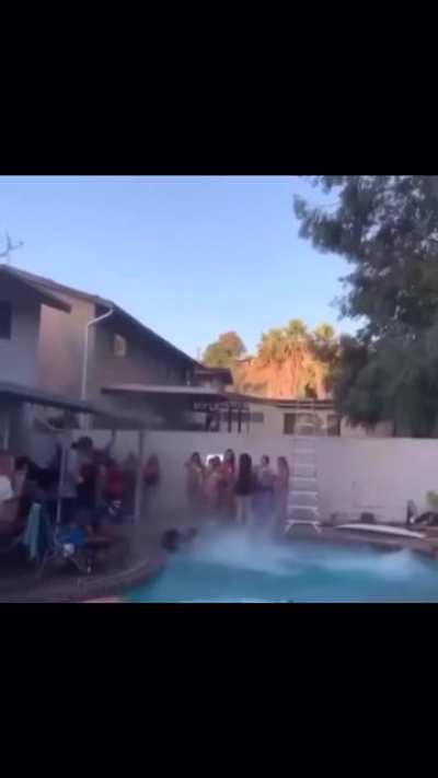 Jumping off a roof into a pool