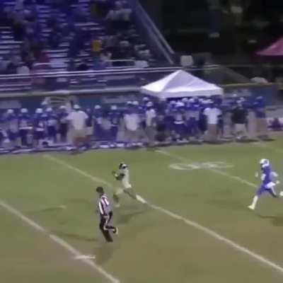 This man takes long strides to make an impressive tackle from behind