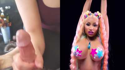 Small white cock for Nicki's big Black boobs