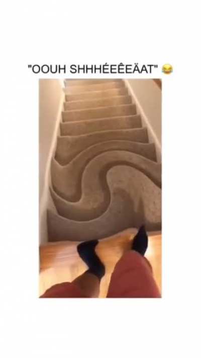 Screaming while walking down the stairs