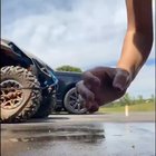 Washing her dog 🥰
