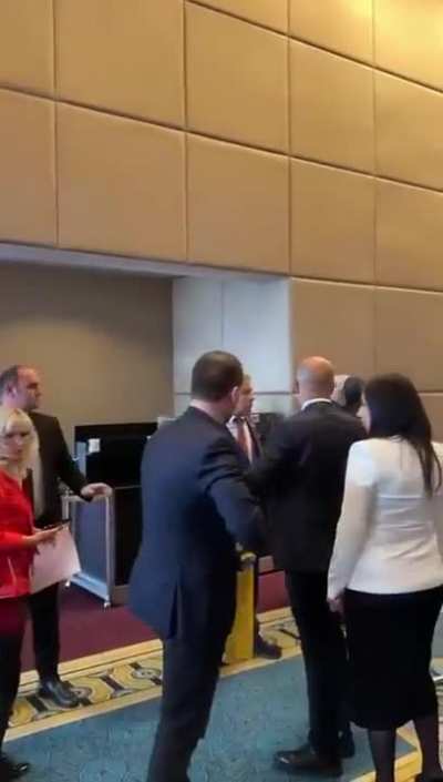 A Russian diplomat attempted to steal the Ukrainian flag at a political event in Turkey.
