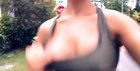 Flashing boobs while running.