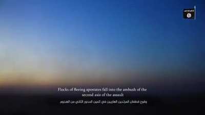 ISIS attack on Iranian base in Syria, enemy visible (semi graphic) ISIS terrorist tries to throw a rock at the enemy mid fight