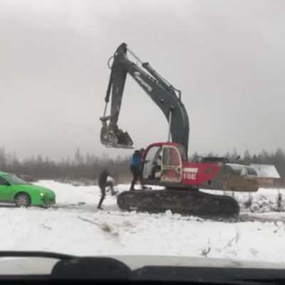 Picking a fight with a guy operating a 4000kg machine