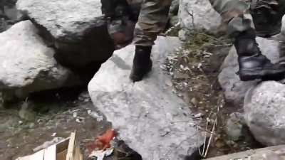 Indian soldiers and policemen lay down suppressive fire on militants, early 2010s