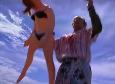 Using a sex doll to stabilize a shotgun while charging at the enemy on a longboard