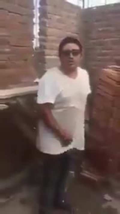 Construction worker gets caught jacking it off