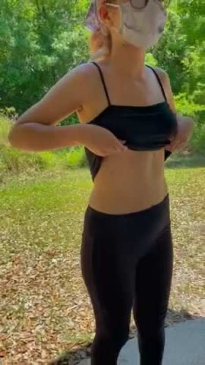 A little titty drop out in the park!