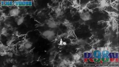 2 parts of AFU infantry being targeted with drone drops at night using thermal cameras, west of Bakhmut, posted 12. and 13.02.2024