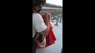 Luckiest idiot alive forgot to strap on parachute, gets saved by guy paying attention
