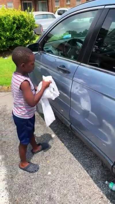 Father makes son clean his car after son pees on girl in class