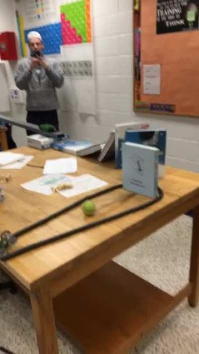 A Rube Goldberg machine my friends and I made in High school.