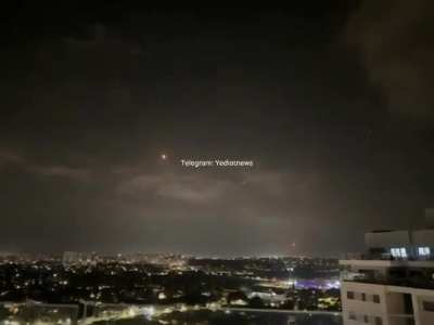 Interceptions of Israel's air defense system over the Israeli sky a short time ago.