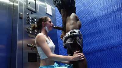 I sucked his dick in the hotel elevator and almost got caught!