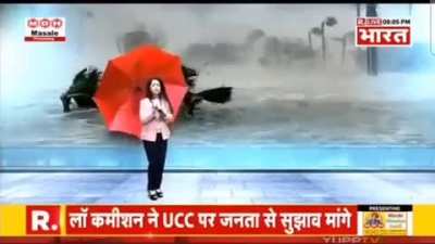 Cyclone in Republic TV studio