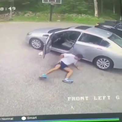 He tried to trick his dog and forgot to close his door.