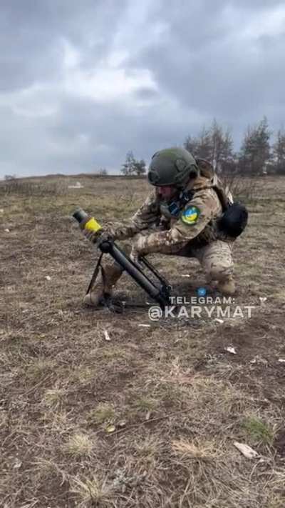 ua pov M6 60mm handheld mortar of Austrian origin being used by UA troops.