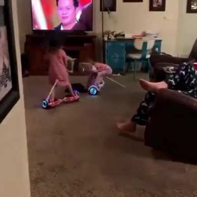 Although these young twins make hoverboarding look effortlessly, there is a lot of motor skills going on to navigate at such speed with pinpoint accuracy in a small area.