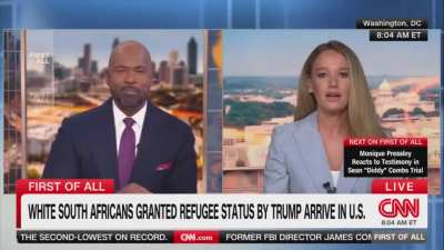 BLACKWELL: Can we just start the conversation by agreeing that Afrikaners are not facing genocide? DHS OFFICIAL TRICIA McLAUGHLIN: Absolutely not BLACKWELL: Where is the evidence? McLAUGHLIN: You are defending race-based discrimination