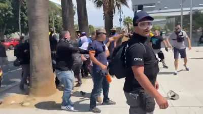 Violent clash outside City Hall in Los Angeles today