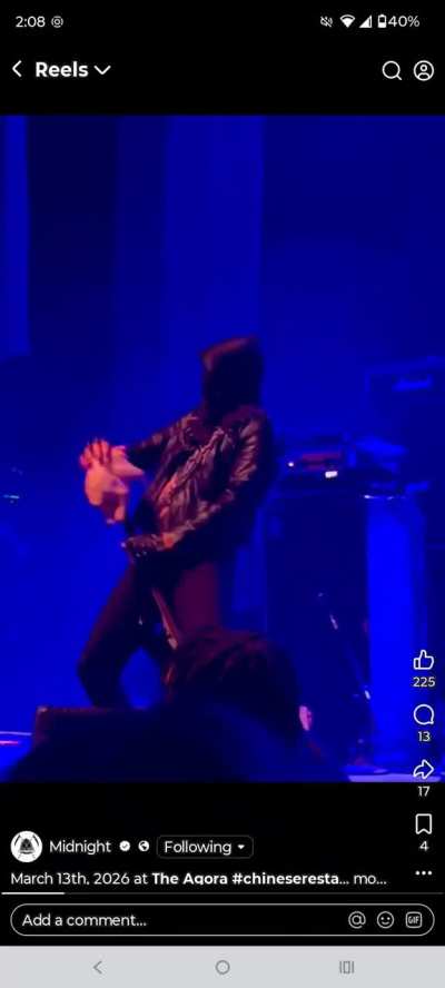 Member of band Midnight rapes dead chicken with guitar during live performance. Cleveland Ohio March 13th 2026. I hope rots in jail.