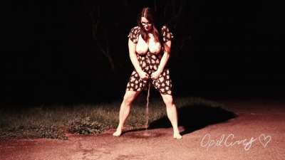 Power pissing standing out in my driveway at night