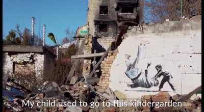 The anonymous British artist, Banksy, has released video footage of his artwork in Ukraine.