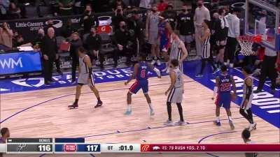 [Highlight] A double covered Saddiq Bey wins it for the Pistons in OT