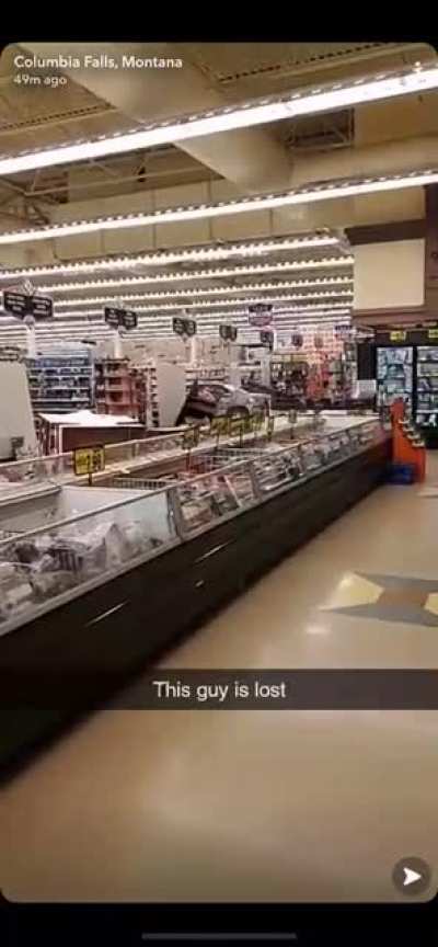 tonight this guy drove his car into the supermarket 🤪