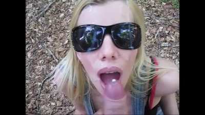 Lara De Santis - Massive Facial On Glasses Outside