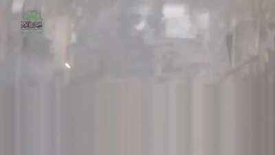 December/2017.12.23 Harasta, Damascus, SPG-9 vs BMP, hit (Ahrar al Sham)