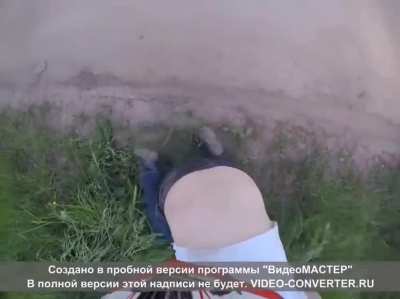 Drunk road rager gets his ass kicked while his unoccupied car slowly drifts down the road